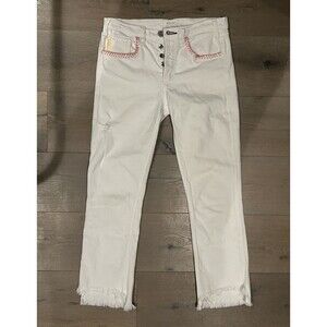 McGuire Denim White Jeans Women’s Size 28 Button Fly Distressed Frayed Hem USA
